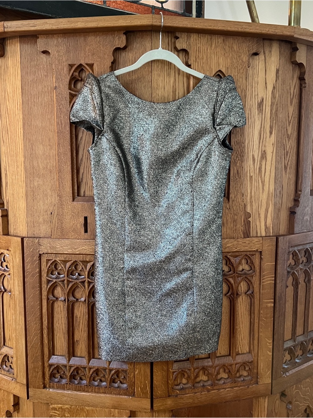 5/48 Metallic Gold Mini Sheath Dress